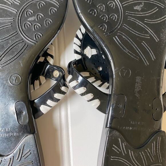 Jack Rogers sandals 7 black white jelly studded whipstitched flip flop - Picture 8 of 8